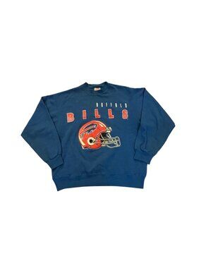 Vintage 90s Hanes Buffalo Bills NFL Football Crewneck Sweatshirt Blue Men's L